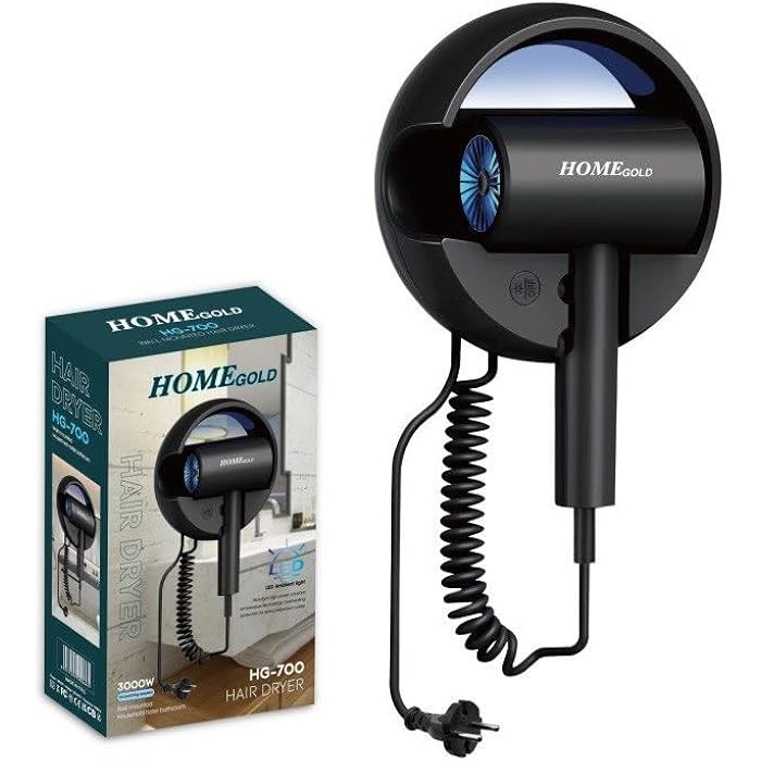 HG-700 Ionic Wall Hair Dryer, High Power, High Speed AC Motor, Heat Protection, Low Noise, Easy to Install - Image 1